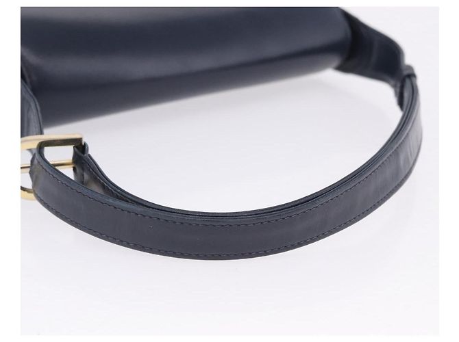 Borsa a tracolla GUCCI in pelle blu navy e tono oro Auth 201158 - vista 9
