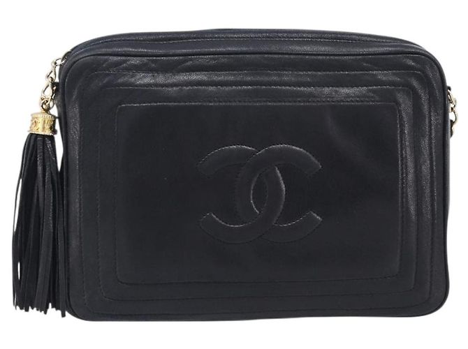 Borsa a tracolla CHANEL Matelasse con catena in pelle d'agnello nera e oro CC Auth 200959V Nero D'oro - vista 13