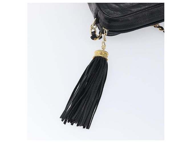 Borsa a tracolla CHANEL Matelasse con catena in pelle d'agnello nera e oro CC Auth 200959V Nero D'oro - vista 18