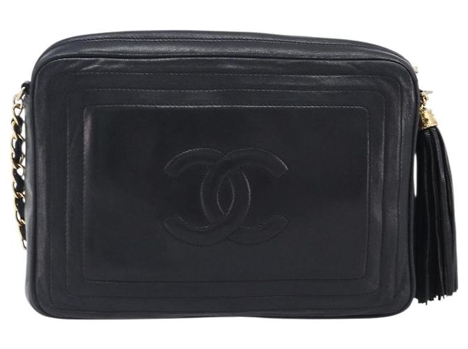 Borsa a tracolla CHANEL Matelasse con catena in pelle d'agnello nera e oro CC Auth 200959V Nero D'oro - vista 2
