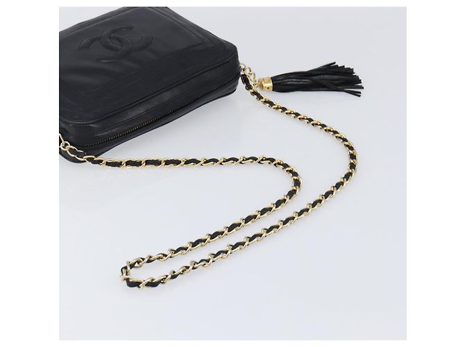 Borsa a tracolla CHANEL Matelasse con catena in pelle d'agnello nera e oro CC Auth 200959V Nero D'oro - vista 7