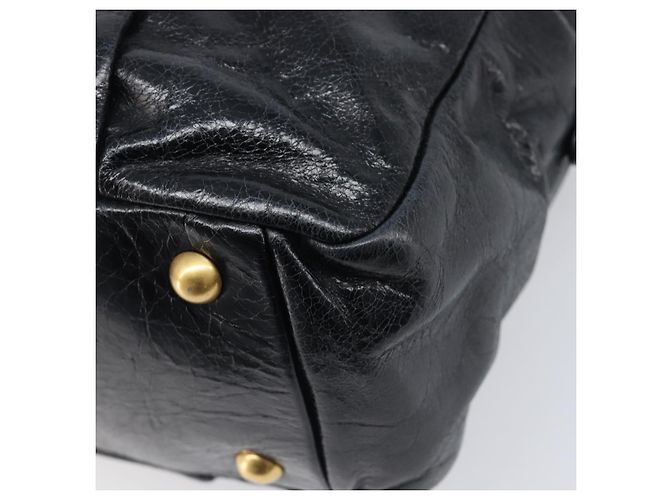 Borsa Miu Miu Vitellolux Matelassé in pelle 2way Nero Tono Oro Auth 202629V - vista 10