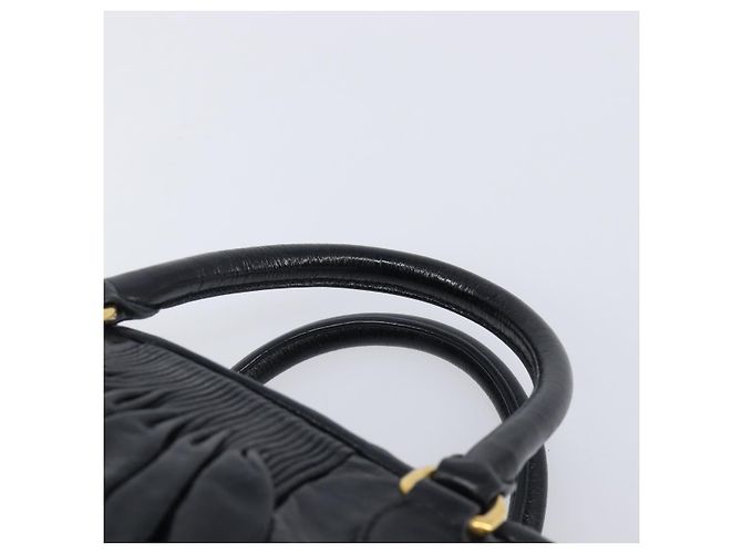 Borsa Miu Miu Vitellolux Matelassé in pelle 2way Nero Tono Oro Auth 202629V - vista 14