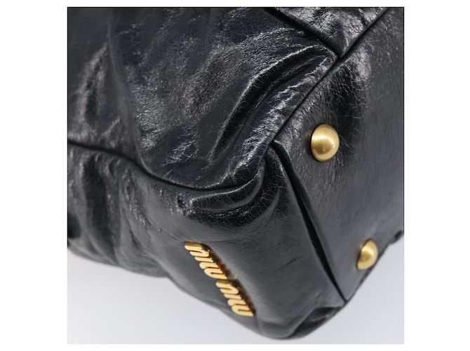 Borsa Miu Miu Vitellolux Matelassé in pelle 2way Nero Tono Oro Auth 202629V - vista 16