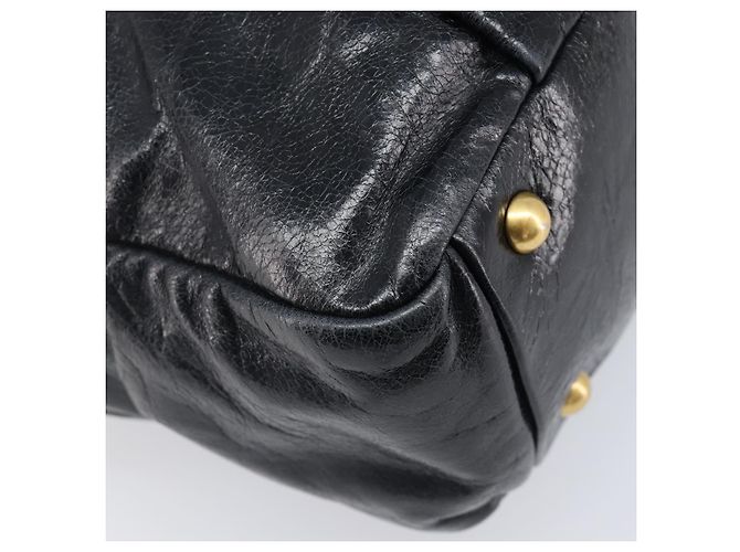 Borsa Miu Miu Vitellolux Matelassé in pelle 2way Nero Tono Oro Auth 202629V - vista 18