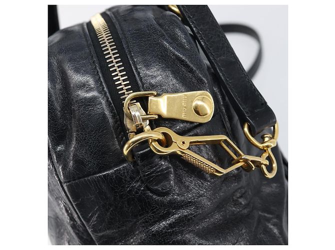 Borsa Miu Miu Vitellolux Matelassé in pelle 2way Nero Tono Oro Auth 202629V - vista 20