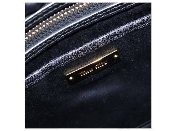 Borsa Miu Miu Vitellolux Matelassé in pelle 2way Nero Tono Oro Auth 202629V - vista 21