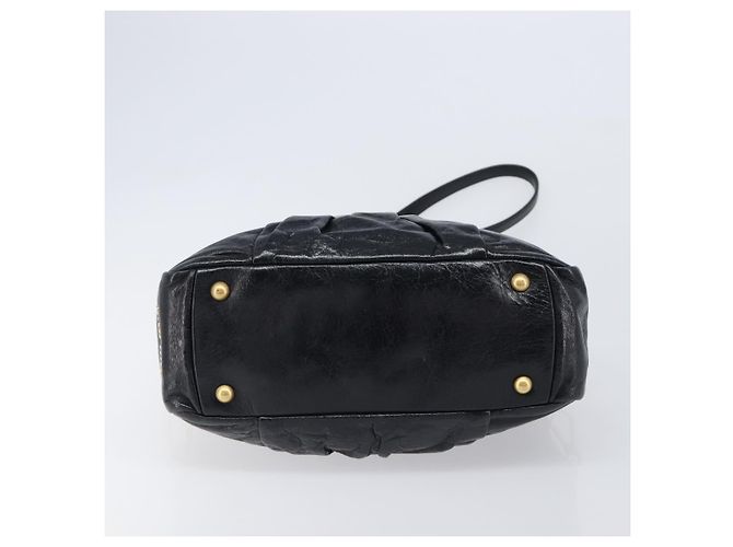Borsa Miu Miu Vitellolux Matelassé in pelle 2way Nero Tono Oro Auth 202629V - vista 5