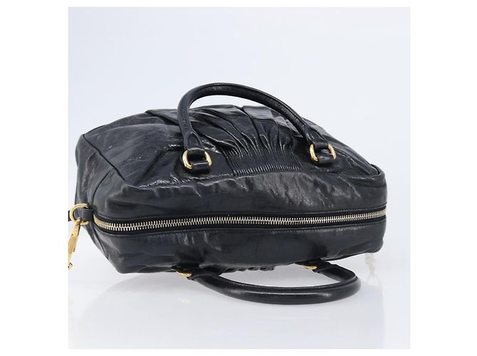 Borsa Miu Miu Vitellolux Matelassé in pelle 2way Nero Tono Oro Auth 202629V - vista 6
