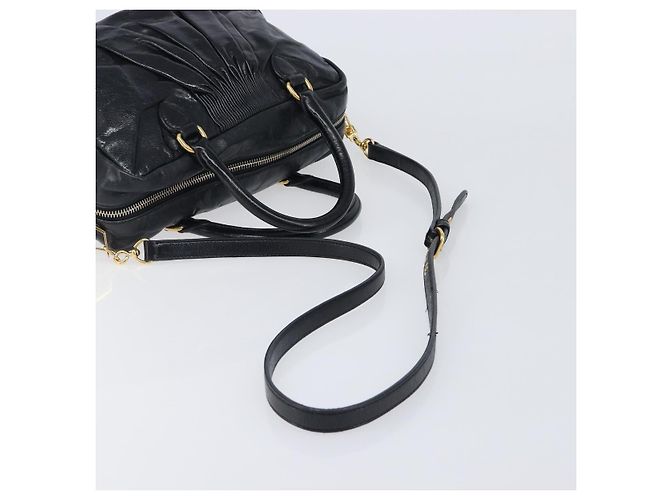 Borsa Miu Miu Vitellolux Matelassé in pelle 2way Nero Tono Oro Auth 202629V - vista 8