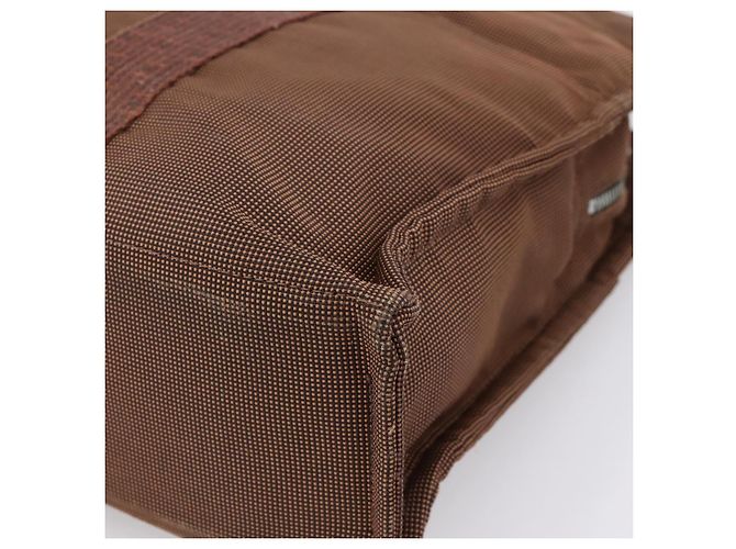 Hermès HERMES Her Line Tote MM Tote Bag Canvas Brown Silver Auth 203788 Braun Silber - Ansicht 15