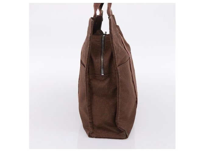 Hermès HERMES Her Line Tote MM Tote Bag Canvas Brown Silver Auth 203788 Braun Silber - Ansicht 3