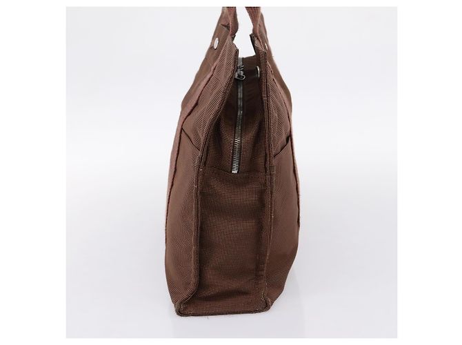 Hermès HERMES Her Line Tote MM Tote Bag Canvas Brown Silver Auth 203788 Braun Silber - Ansicht 4