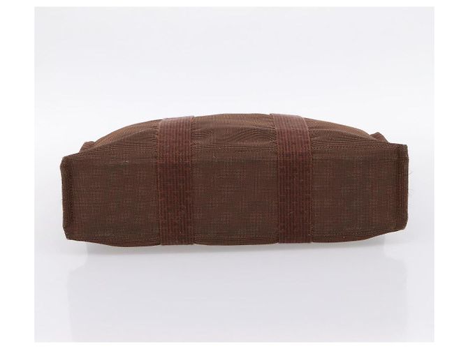 Hermès HERMES Her Line Tote MM Tote Bag Canvas Brown Silver Auth 203788 Braun Silber - Ansicht 5