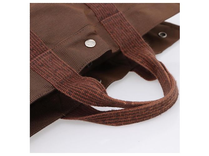 Hermès HERMES Her Line Tote MM Tote Bag Canvas Brown Silver Auth 203788 Braun Silber - Ansicht 7