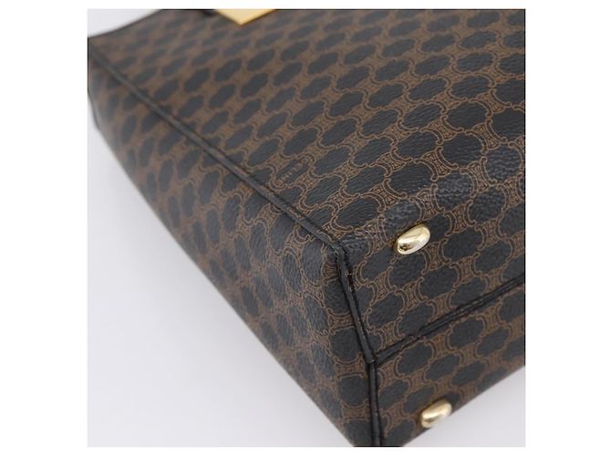 Céline Borsa a mano circolare CELINE Macadam Canvas PVC Pelle Nero Oro Auth 202882 D'oro - vista 14