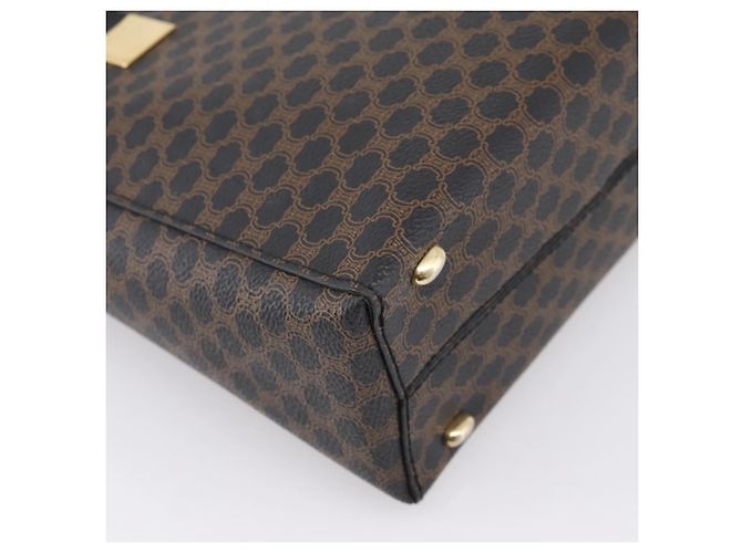 Céline Borsa a mano circolare CELINE Macadam Canvas PVC Pelle Nero Oro Auth 202882 D'oro - vista 16