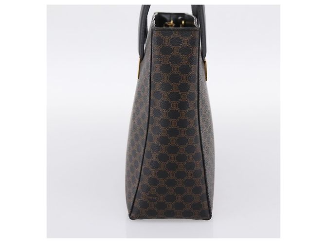 Céline Borsa a mano circolare CELINE Macadam Canvas PVC Pelle Nero Oro Auth 202882 D'oro - vista 3