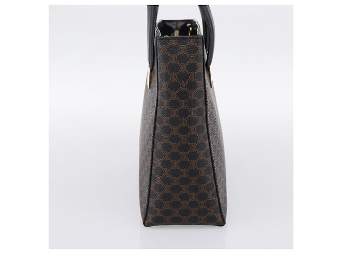 Céline Borsa a mano circolare CELINE Macadam Canvas PVC Pelle Nero Oro Auth 202882 D'oro - vista 4