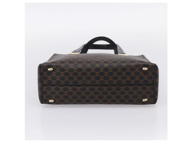 Céline Borsa a mano circolare CELINE Macadam Canvas PVC Pelle Nero Oro Auth 202882 D'oro - vista 5