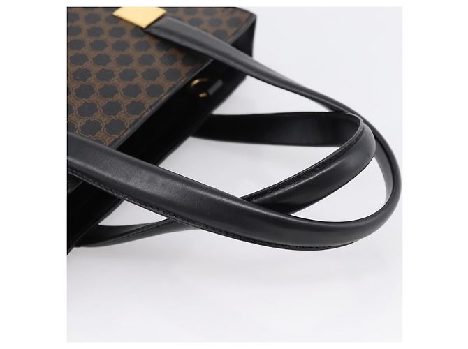 Céline Borsa a mano circolare CELINE Macadam Canvas PVC Pelle Nero Oro Auth 202882 D'oro - vista 7