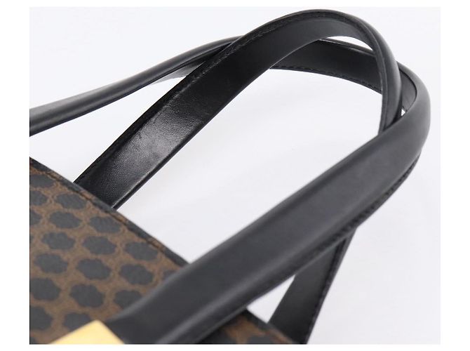 Céline Borsa a mano circolare CELINE Macadam Canvas PVC Pelle Nero Oro Auth 202882 D'oro - vista 8