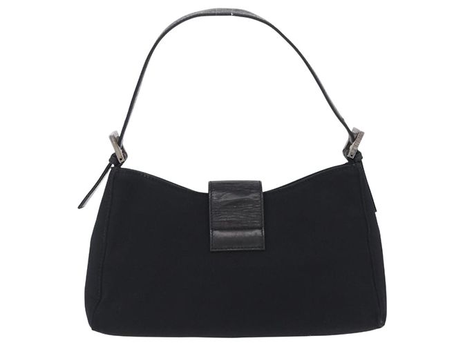 Borsa a tracolla FENDI Mamma Baguette in jersey di cotone nero e argento Auth 203020V - vista 2
