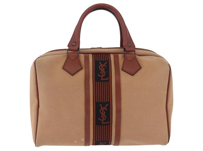 Autre Marque Borsa a mano SAINT LAURENT Canvas Beige Brown Auth ka6114 Marrone - vista 13