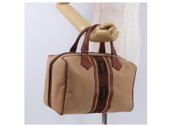 Autre Marque Borsa a mano SAINT LAURENT Canvas Beige Brown Auth ka6114 Marrone - vista 24