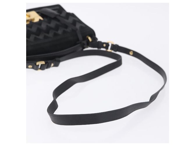 Borsa Salvatore Ferragamo Gancini in camoscio 2way nera tono oro Auth ka6147 Nero - vista 8