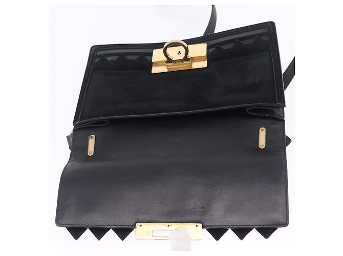 Borsa Salvatore Ferragamo Gancini in camoscio 2way nera tono oro Auth ka6147 Nero - vista 9