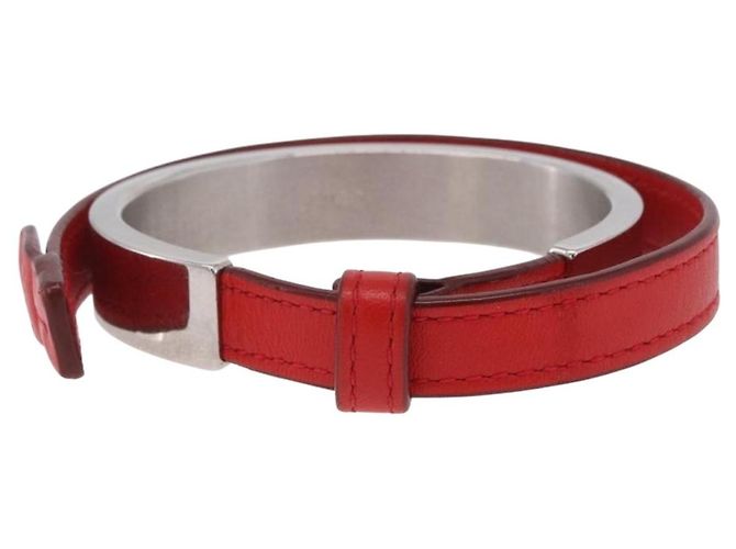 Bracciale LOEWE in pelle rossa argento autentico 203313A Rosso - vista 3