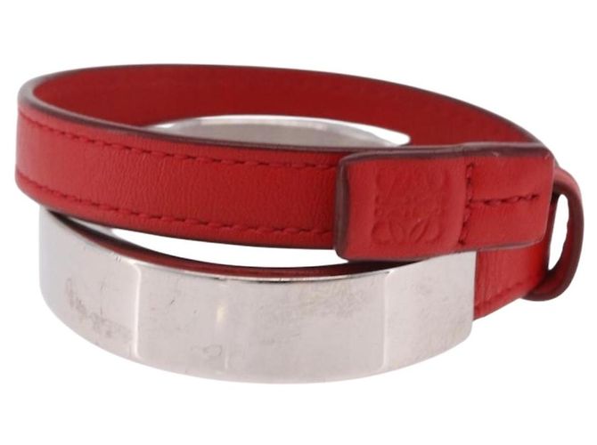 Bracciale LOEWE in pelle rossa argento autentico 203313A Rosso - vista 4