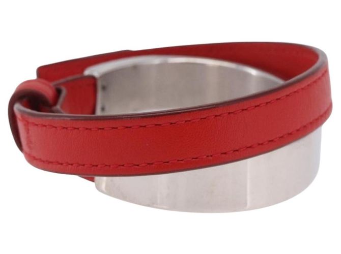 Bracciale LOEWE in pelle rossa argento autentico 203313A Rosso - vista 5