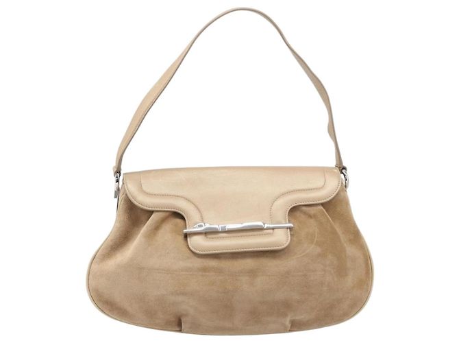 Borsa CARTIER PANTHERE Suede Beige Silver Auth 201200V Argento - vista 13