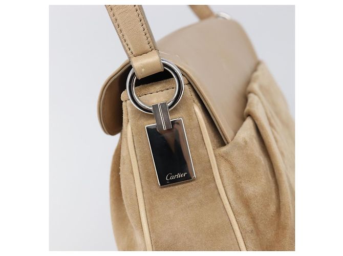 Borsa CARTIER PANTHERE Suede Beige Silver Auth 201200V Argento - vista 9