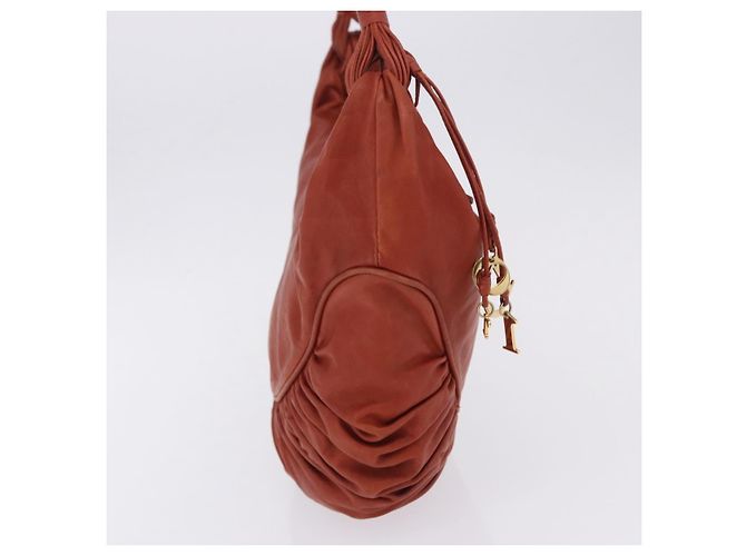 Borsa a tracolla Christian Dior in pelle marrone e oro Auth 202621V - vista 4