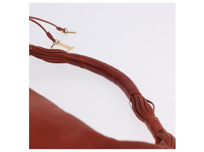 Borsa a tracolla Christian Dior in pelle marrone e oro Auth 202621V - vista 8