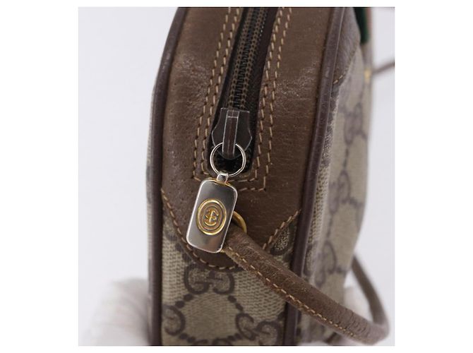 Borsa GUCCI GG Supreme Web Sherry Line PVC Beige Gold 89 02 066 Auth 201083 D'oro - vista 10