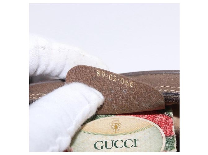 Borsa GUCCI GG Supreme Web Sherry Line PVC Beige Gold 89 02 066 Auth 201083 D'oro - vista 12
