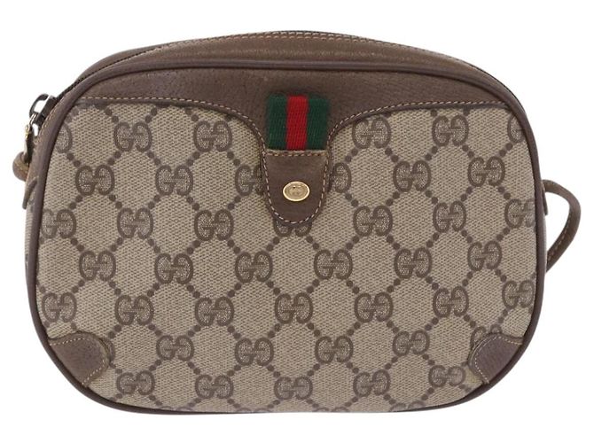 Borsa GUCCI GG Supreme Web Sherry Line PVC Beige Gold 89 02 066 Auth 201083 D'oro - vista 13