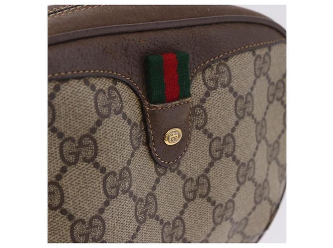 Borsa GUCCI GG Supreme Web Sherry Line PVC Beige Gold 89 02 066 Auth 201083 D'oro - vista 17