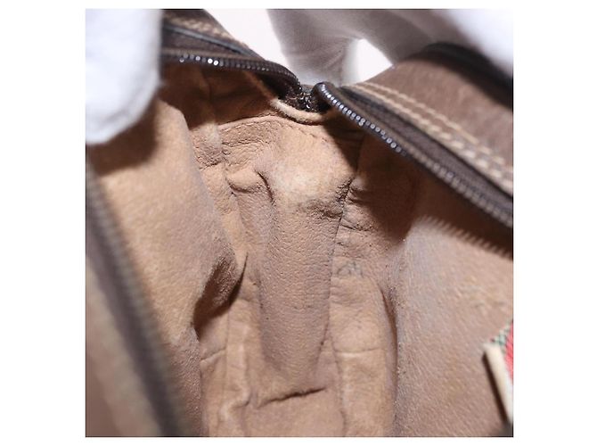 Borsa GUCCI GG Supreme Web Sherry Line PVC Beige Gold 89 02 066 Auth 201083 D'oro - vista 20