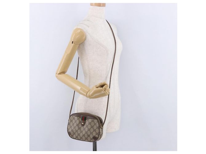 Borsa GUCCI GG Supreme Web Sherry Line PVC Beige Gold 89 02 066 Auth 201083 D'oro - vista 21