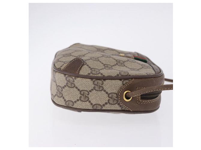 Borsa GUCCI GG Supreme Web Sherry Line PVC Beige Gold 89 02 066 Auth 201083 D'oro - vista 3