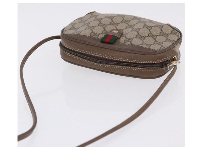 Borsa GUCCI GG Supreme Web Sherry Line PVC Beige Gold 89 02 066 Auth 201083 D'oro - vista 6