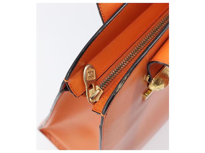 Céline CELINE Star Ball Tote Bag aus Leder Orange Goldfarben Auth 202281A - Ansicht 10