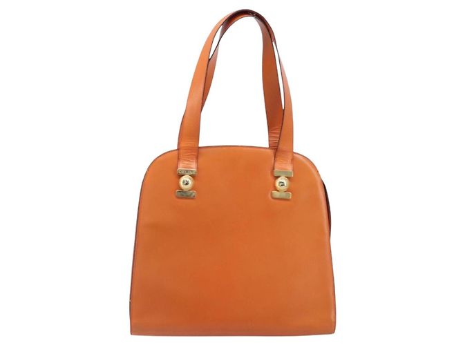 Céline CELINE Star Ball Tote Bag aus Leder Orange Goldfarben Auth 202281A - Ansicht 13