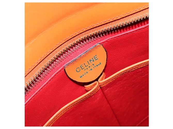 Céline CELINE Star Ball Tote Bag aus Leder Orange Goldfarben Auth 202281A - Ansicht 18