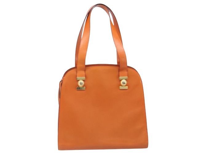Céline CELINE Star Ball Tote Bag aus Leder Orange Goldfarben Auth 202281A - Ansicht 2